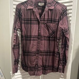 Express Purple and Black Plaid Shirt